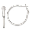 Sterling Silver 2mm Square Tube Omega Back Round Hoop Earrings