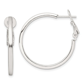 Sterling Silver 2mm Square Tube Omega Back Round Hoop Earrings