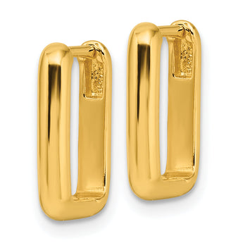 Sterling Silver Gold-tone Polished Rectangle Hoop Earrings