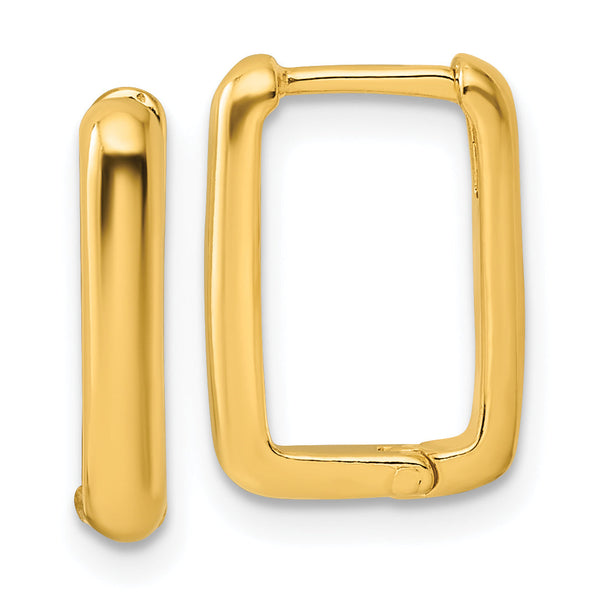 Sterling Silver Gold-tone Polished Rectangle Hoop Earrings