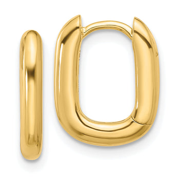 Sterling Silver Gold-tone Rounded Edge Square Hinged Hoop Earrings