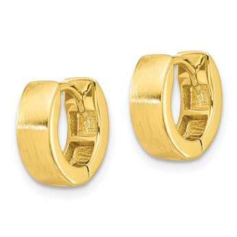 Sterling Silver Gold-tone Brushed 4x13mm Hinged Huggie Hoop Earrings