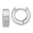 Sterling Silver Rhodium-plated Brushed 4x13mm Hinged Hoop Earrings