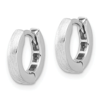 Sterling Silver Rhodium-plated Brushed 3x13mm Hinged Hoop Earrings