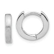 Sterling Silver Rhodium-plated Brushed 3x13mm Hinged Hoop Earrings