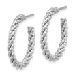 Sterling Silver Rhodium-plated Textured Twisted C-Hoop Earrings