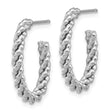 Sterling Silver Rhodium-plated Textured Twisted Oval J-Hoop Earrings