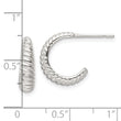 Sterling Silver Polished Scalloped J-Hoop Post Earrings