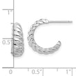 Sterling Silver Rhodium-plated Scalloped Post Hoop Earrings