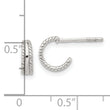 Sterling Silver E-coated Textured Edge C-Hoop Earrings