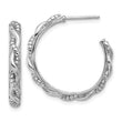 Sterling Silver Rhodium-plated Textured Twisted C-Hoop Earrings
