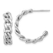 Sterling Silver Rhodium-plated Curb Link C-Hoop Earrings
