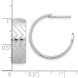 Sterling Silver Rhodium Plated Polished and Etched C-Hoop Earrings