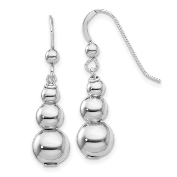 Sterling Silver Rhodium-plated Graduated Beads Dangle Earrings