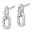 Sterling Silver Rhodium-plated Pave CZ Link Design Post Dangle Earrings