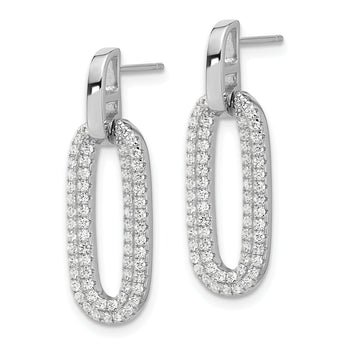 Sterling Silver Rhodium-plated Micro Pave CZ Post Dangle Earrings