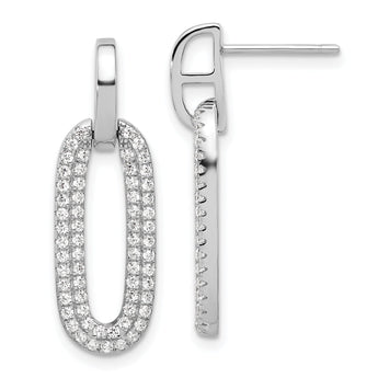 Sterling Silver Rhodium-plated Micro Pave CZ Post Dangle Earrings