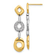Sterling Silver Rhodium-plated Gold-tone Polished CZ Post Dangle Earrings