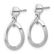 Sterling Silver Rhodium-plated Polished Oval Link Dangle Earrings
