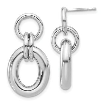 Sterling Silver Rhodium-plated Hollow Link Post Dangle Earrings