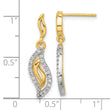 Sterling Silver Gold-tone Polished CZ Wavy Post Dangle Earrings