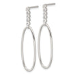 Sterling Silver E-coated CZ Oval Post Dangle Earrings