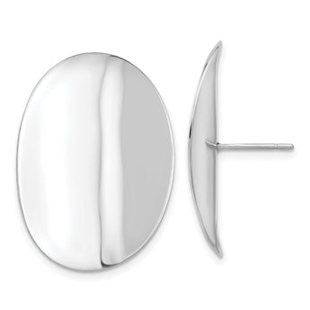 Sterling Silver Rhodium-plated Polished Concave Disc Post Earrings