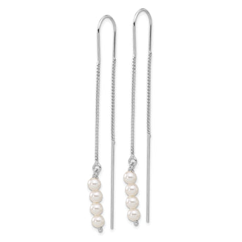 Sterling Silver Rhodium-plated Freshwater Cultured Pearl Threader Earrings