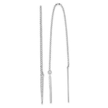 Sterling Silver Rhodium-plated Polished CZ Pointed Threader Earrings