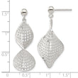 Sterling Silver RH-pltd Brushed Diamond-cut Twisted Post Dangle Earrings