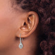 Sterling Silver Rhod-plated Polished Puffed Teardrop Filigree Earrings
