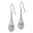 Sterling Silver Rhod-plated Polished Puffed Filigree Design Earrings