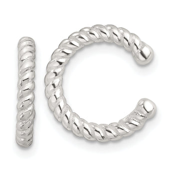 Sterling Silver E-Coating Polished Twisted Pair of 2 Cuff Earrings