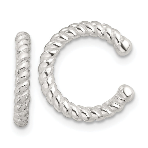 Sterling Silver E-Coating Polished Twisted Pair of 2 Cuff Earrings