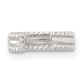 Sterling Silver E-coated Polished & Twisted Edges Single Cuff Earring