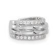 Sterling Silver Rhodium-plated Polished 4 Row CZ Single Cuff Earring