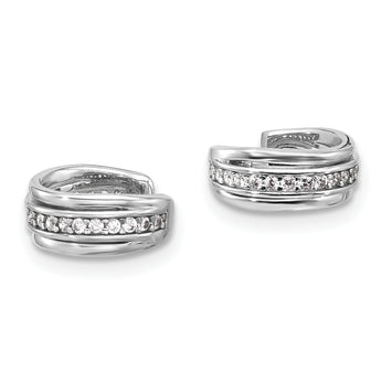 Sterling Silver Rhodium-plated Polished CZ Pair of 2 Cuff Earrings