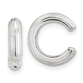 Sterling Silver E-Coating Polished & Striped Pair of 2 Cuff Earrings