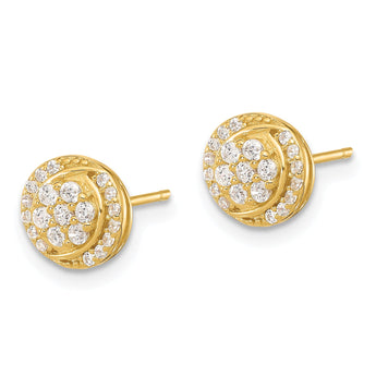 Sterling Silver Gold-tone Polished Cluster Pav‚ CZ Post Earrings
