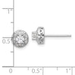 Sterling Silver Rhod-plated Textured Round CZ Cluster Post Earrings
