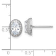 Sterling Silver Rhod-plated 7x5mm Oval CZ Double Halo Post Earrings