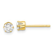 Sterling Silver Gold-tone Polished 6 Prong 4mm CZ Post Stud Earrings