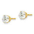 Sterling Silver Gold-tone Polished 6 Prong 6mm CZ Post Stud Earrings