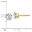 Sterling Silver Gold-tone Polished 6 Prong 6mm CZ Post Stud Earrings