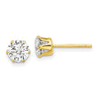 Sterling Silver Gold-tone Polished 6 Prong 6mm CZ Post Stud Earrings