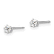 Sterling Silver RH-plated Polished 6 Prong 3mm CZ Post Stud Earrings