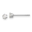 Sterling Silver RH-plated Polished 6 Prong 3mm CZ Post Stud Earrings