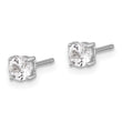 Sterling Silver RH-plated 4mm Created White Sapphire Stud Earrings