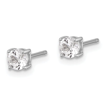 Sterling Silver RH-plated 4mm Created White Sapphire Stud Earrings