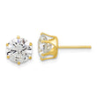 Sterling Silver Gold-tone Polished 8mm CZ Post Stud Earrings